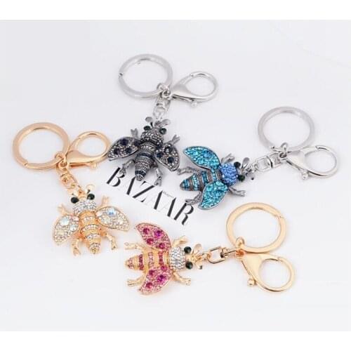 Fashion Creative Honeybee KeyChain Girls Bag Ornaments Car Exquisite Gift Birthday Gift Party Favors Brand New