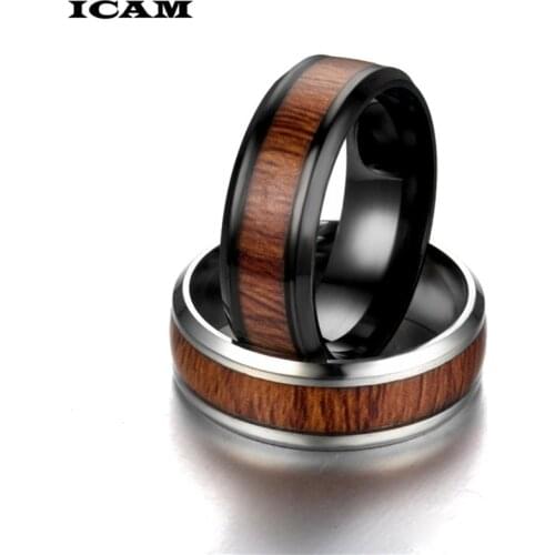 ICAM Wood Grain Polishing Men Rings Middle 100% Tungsten Carbide Wedding Bands Multi-size Anillos para hombres Pierscienie