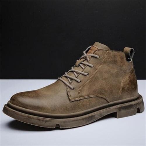 High Quality British Men Work Boots Autumn Winter Shoes Men Fashion Lace-up Martin Boots PU Leather Male boots men