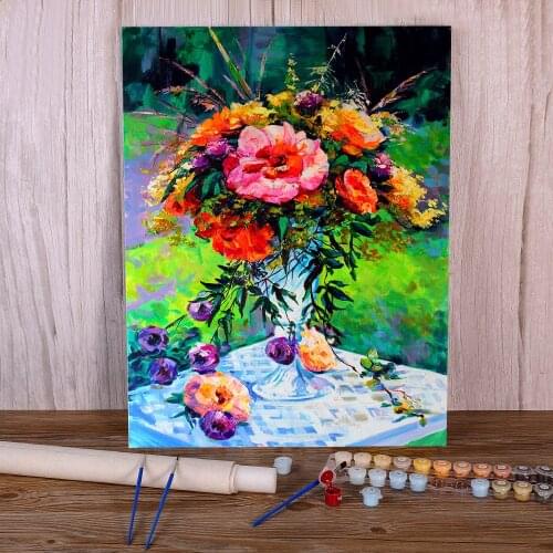 Landscape Flowers Coloring By Numbers Painting Complete Kit Acrylic Paints 40*50 Boards By Numbers Wall Paintings Wholesale