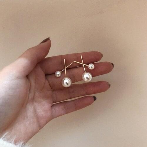 Ramos The new fashion cross metal pearl earrings lovely temperament Women