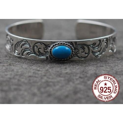 925 sterling silver open bracelet personalized retro fashion Indian style high-end carved rose bracelet to send a gift of lover