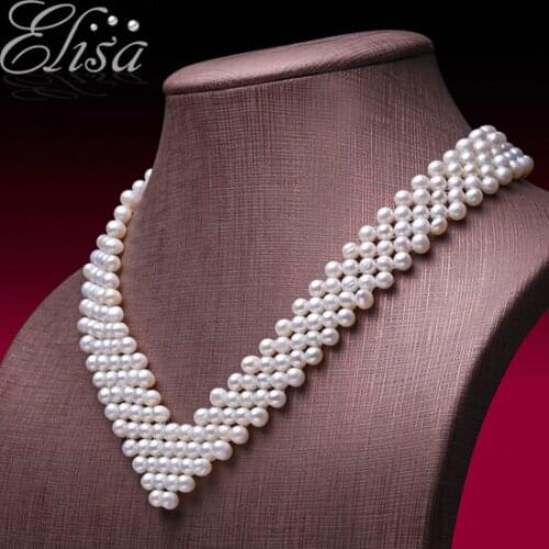 Multistrands Natural Pearl Necklace 5-6mm Small Pearl 100% Handmade Manual Weaving Choker 45cm Bridal Genuine Pearls Jewelry