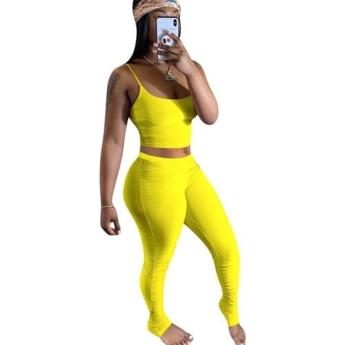 Popular New Print Casual Summer Women 2 Piece Suit Tops Aand Stacked Legging Fitness Jogging Stretch Set
