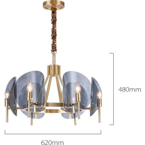 Postmodern light luxury copper chandelier living room dining room bedroom glass chandelier project hotel stairwell chandelier