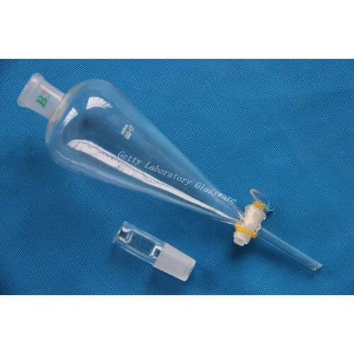 250 mL Pyriform Separatory funnel with straight tip out for drip,24/29 joint, Glass Stopcock (Laboratory Glass)