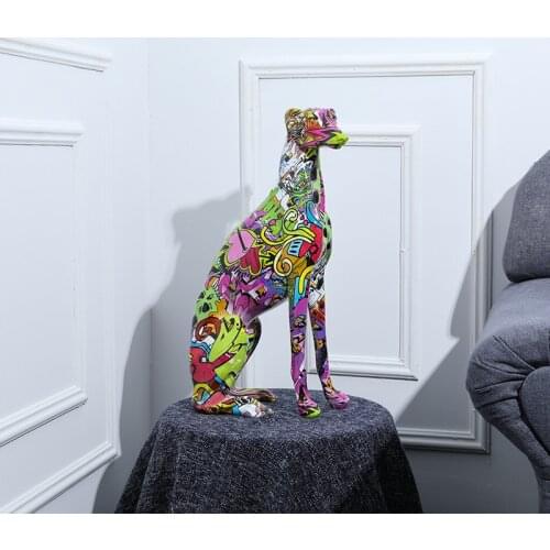 Colorful Art Greyhound Water Transfer Resin Crafts Animal Decoration Modern Welcome Creative Office Decorations Resin Crafts