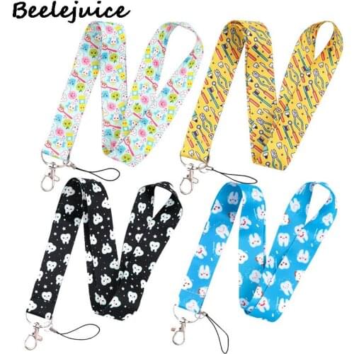 Dental Care Dentists Teeth Neck Strap Lanyards ID badge card holder keychain Mobile Phone Strap Gift Ribbon webbing necklace