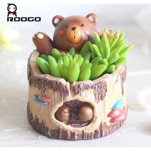 Roogo Decoration Flower Pot Planters Small Succulent Pot Vintage Beer Annimal Modern Plant Pot Garden Pots Home Decor