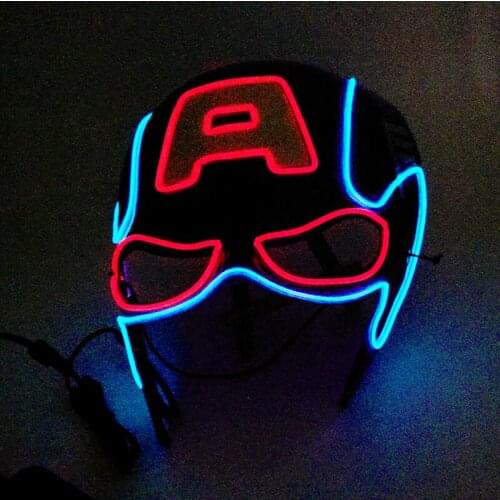 Super Hero Helmet Mask Glowing Costume Decor Cosplay Party Supplies EL Wire Stage Mask For Halloween Christmas