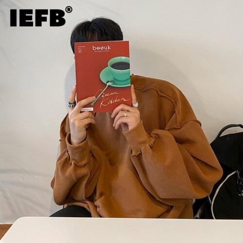 IEFB Mens Loose Round Neck Sweatshirt Trendy Ins Korean Oversized Top 2021 New Pullover Niche Long Sleeve Male Clothing 9Y9434