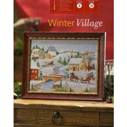 Top Quality Beautiful Lovely Counted Cross Stitch Kit Winter Village Town City Snow Winter Carriage Coach Cab