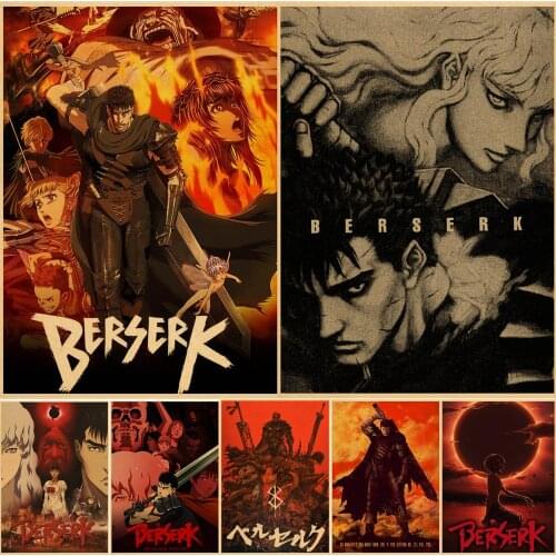 Japanese Anime Berserk Poster Swordsman Gatsu Sacrifice Zodd Decor Wall Stickers Kraft Paper Art Print Home Decoration Painting
