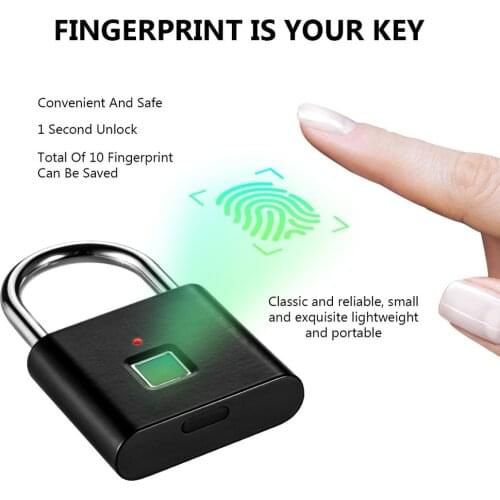 Fingerprint Lock Padlock U Shape Lock Electronic Lock Safe Durable Convenient Anti-theft Portable Home Luggage Case Lock