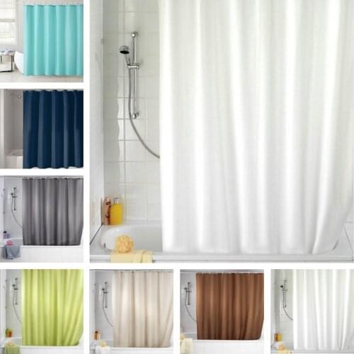 180cm*180cm Custom Solid Color Waterproof Fabric Bathroom Shower Curtain With 12pcs Hooks For Free (7 Colors)