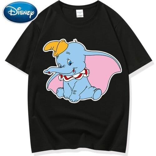 Disney Fashion Dumbo Elephant Cartoon Print Tee Couples Unisex Women O-Neck Pullover T-Shirt Short Sleeve Tops 7 Colors Female