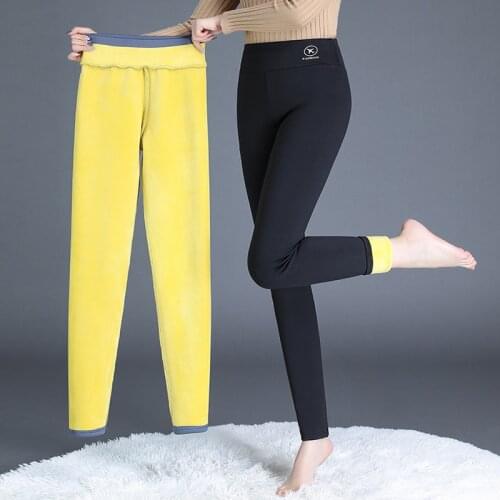 2021 Autumn Winter Thick Warm Pants Women Casual Slim Pencil Trouser Sexy Stretch with Fleece Ladies High Waist Design 4XL 5XL