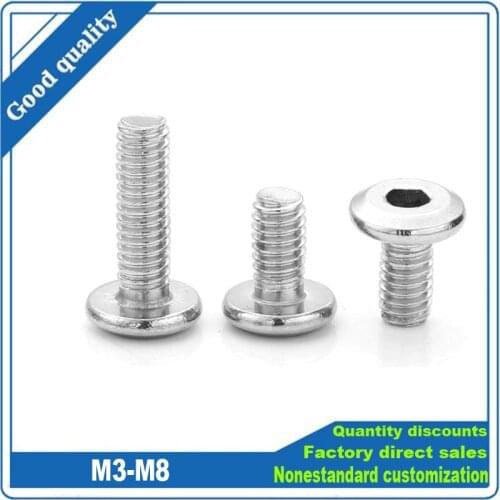 1/50pcs 304 Stainless Steel Large Flat Hex Hexagon Socket Head Allen Furniture Rivet Screw M3 M4 M5 M6 M8 Connector Joint Bolt