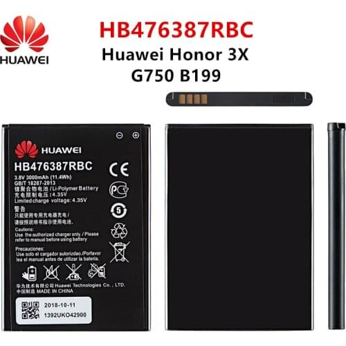 100% Orginal Huawei HB476387RBC 3000mAh Battery For HUAWEI Honor 3X G750 B199 Mobile Phone