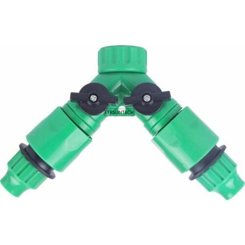 100pcs Irrigation 2 Way Tap Garden Tap Irrigation Valve Hose Pipe Splitter 2 Way Quick Connector Adapter