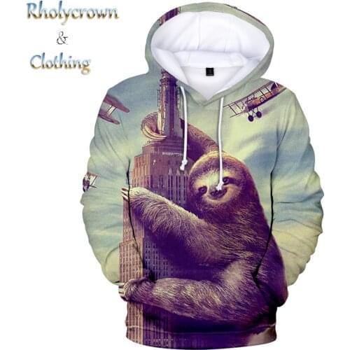 2021 Fashion Mens and Womens Hooded Sweatshirt Sloth Childrens 3D Hoodie Hip Hop Harajuku Print Sloth Boys / Girls Sweatshirt