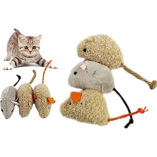 3pcs/pack 10.5cm Funny Interactive Cat Toys mice Chewing Toy Rattling Sound Scratch Toy for Cats Pet-Supplies