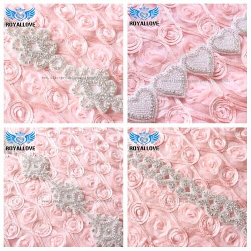4 Yards Handmade Flower Diamond Rhinestone Applique Trim Hot Fix Bling Beaded Crystal Trimming For Girl Wedding Belt/Dress/Shoes