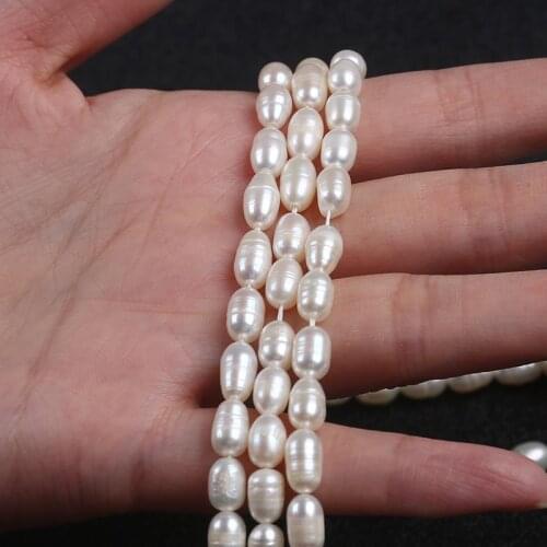 5-5.5mm White Natural Freshwater Rice Shape Pearl Strand For Jewelry Marking