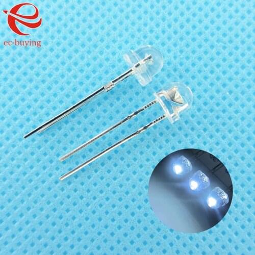 5mm White Straw Hat Light Emitting Diode Ultra Bright LED Lamp Bead Plug-in DIY Kit Practice Wide Angle 5 mm 20 pcs/lot