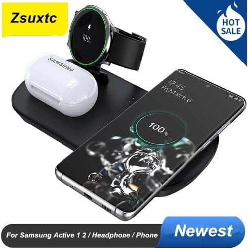 Fast Charge Wireless Charger Station For Samsung Galaxy Active 1 2 Headphone For Samsung S21 S20 Note 20 Ultra Phone Dock Holder