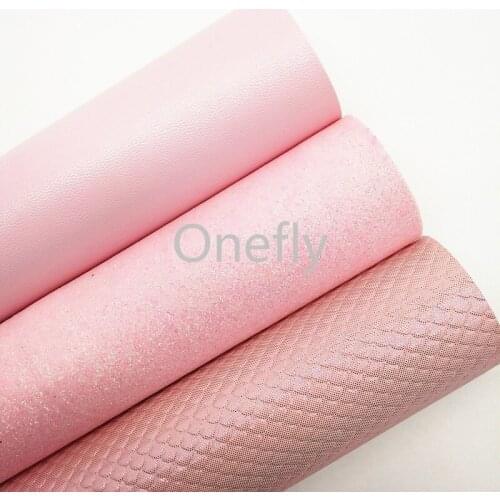 Onefly PINK Fine Glitter Leather, Mermaid Faux Leather Glitter Fabric Sheets For Bow DIY handbags shoes DQ001