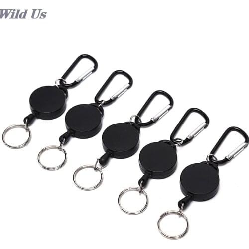 Key Ring Keyring Steel Cord black Wire Rope Car Keyring Badge Reel Retractable Recoil Anti Lost Ski Pass ID Card Holder 60cm