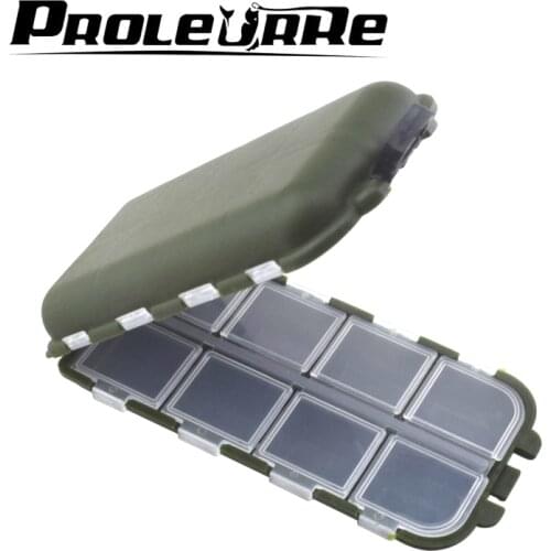 Proleurre Army Green Plastic Fishing Tackle Boxes Hook Compartments Storage Case Outdoor Fishing Swivels Lure Bait Storing Tool