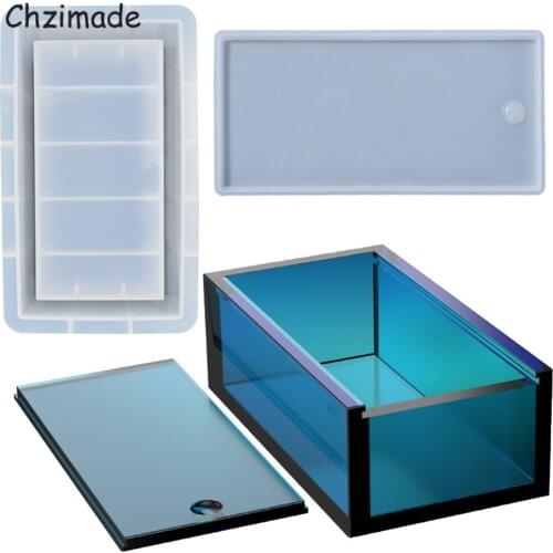 Chzimade Large Size Tissue Storage Box Silicone Mould Diy Epoxy Resin Mold Chess Case Diy Crafts Jewelry Holder Casting Tool