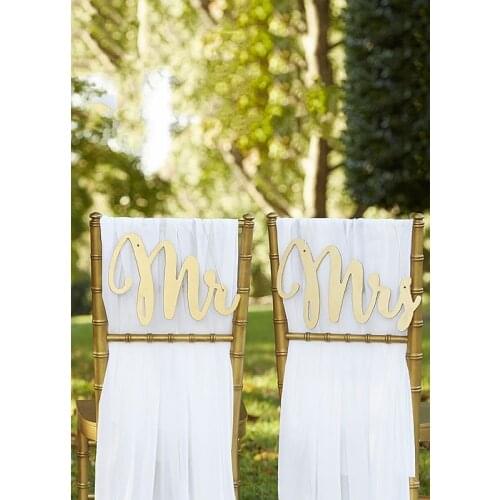 Wooden Letter Classic Wood Mr and Mrs Chair Sign Wedding Chair Decoration for Rustic Wedding Party Supplies free shipping
