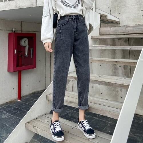 Baggy Mom Jeans Thin New Style Straight Loose High Waist Daddy Capri Radish Ankle-Length Cargo Pants Women Fall 2020 Women