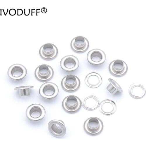 Ivoduff 10x5x5mm 100pcs Metal Eyelets Hole Dia. 5mm for DIY Scrapbooking Cap Leather craft Hiking Shoes Belt Bag Tag Clothes Ten