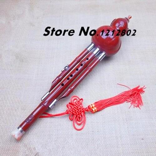 Chinese Cucurbit Flute Hulusi Resin Gourd Flauta Hulusi C/ Bb Key Imitation Redwood Calabash Flute Hulusi Folk Instrument