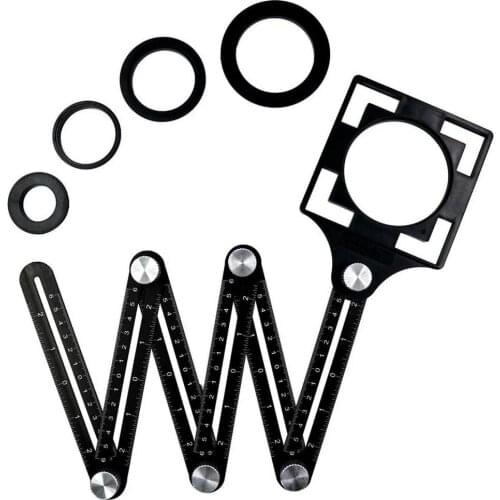 Multi-Angle Ruler 6-Sided Six-Folds Woodworking Drilling Locator Woodworking Bit Locator 5 Hole Positioning Opening Tile Tool