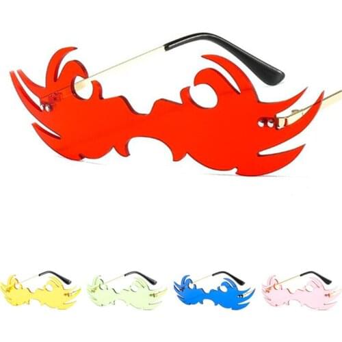 Fashion Rimless Sunglasses Personality Siamese Lens Sun Glases Funny Eyeglasses Modeling Masquerade Party Spectacles