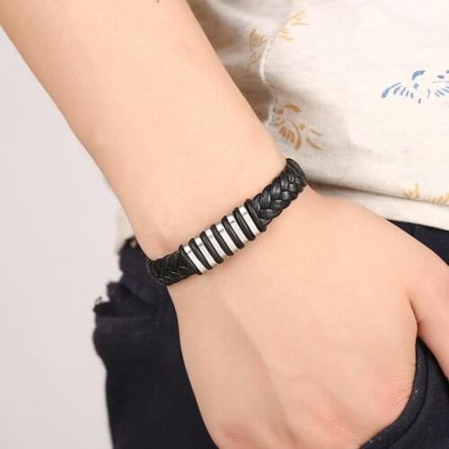 Fashion personality punk titanium steel bracelet domineering temperament men and womens jewelry hand woven Bracelet wholesale