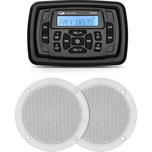 Marine Stereo Bluetooth Receiver Waterproof Boat Audio Radio FM AM Car MP3 Player+4inch Marine Speaker For UTV Yacht Motorcycle