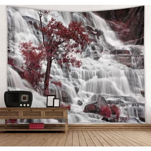 3D Waterfall Tapestry Nature Mountain Indian Mandala Tapestry Wall Hanging Tapestries Boho Bedroom Wall Rug Couch Blanket 3 Size
