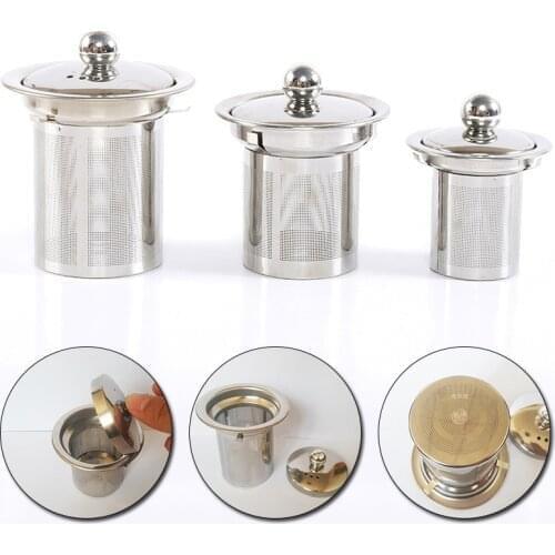 Stainless Steel Tea Leaf Infusers With Cover Tea Strainer Reusable Herbal Spice Residue Filter Kitchen Supplies Teaware Tools