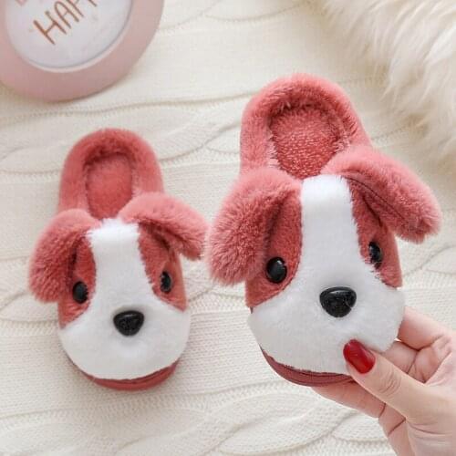2021 Ins New Baby Home Slippers Girls Cartoon Shoes Kids Indoor Slippers Winter Baby Warm Faux Fur Slippers Child House Shoes