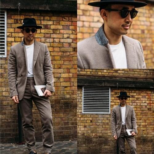 New Corduroy Warm Thick Mens Coat Suits Custom Made One Button Wedding Tailored Party Prom Business Blazer Jacket 2 pcs