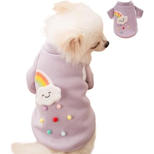2020 Puppy Pet Dog clothes for small dogs Winter Warm Rainbow Dog Jacket Coat Christmas Clothing Hoodies For Small Medium Dogs