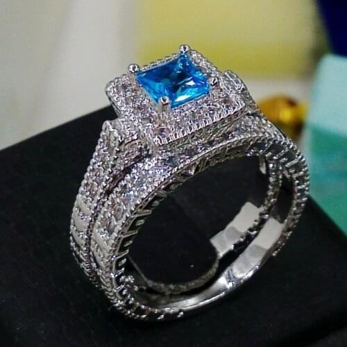 Size 6-10 Free shipping Vintage Retro Jewelry AAA CZ 10kt gold filled women Engagement wedding Ring set christmas gift choucong