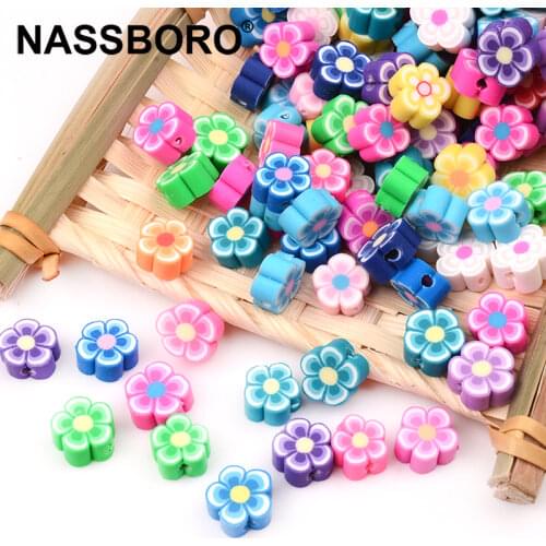30Pcs/Lot Colorful Flower Beads Loose Spacer Soft Clay Beads For Jewelry Making DIY Necklace Bracelets Accessories