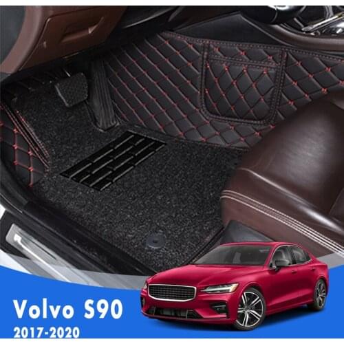 For S90 2020 2019 2018 2017 Luxury Double Layer Wire Loop Car Floor Mats Carpets Auto Accessories Protect Pads For Volvo